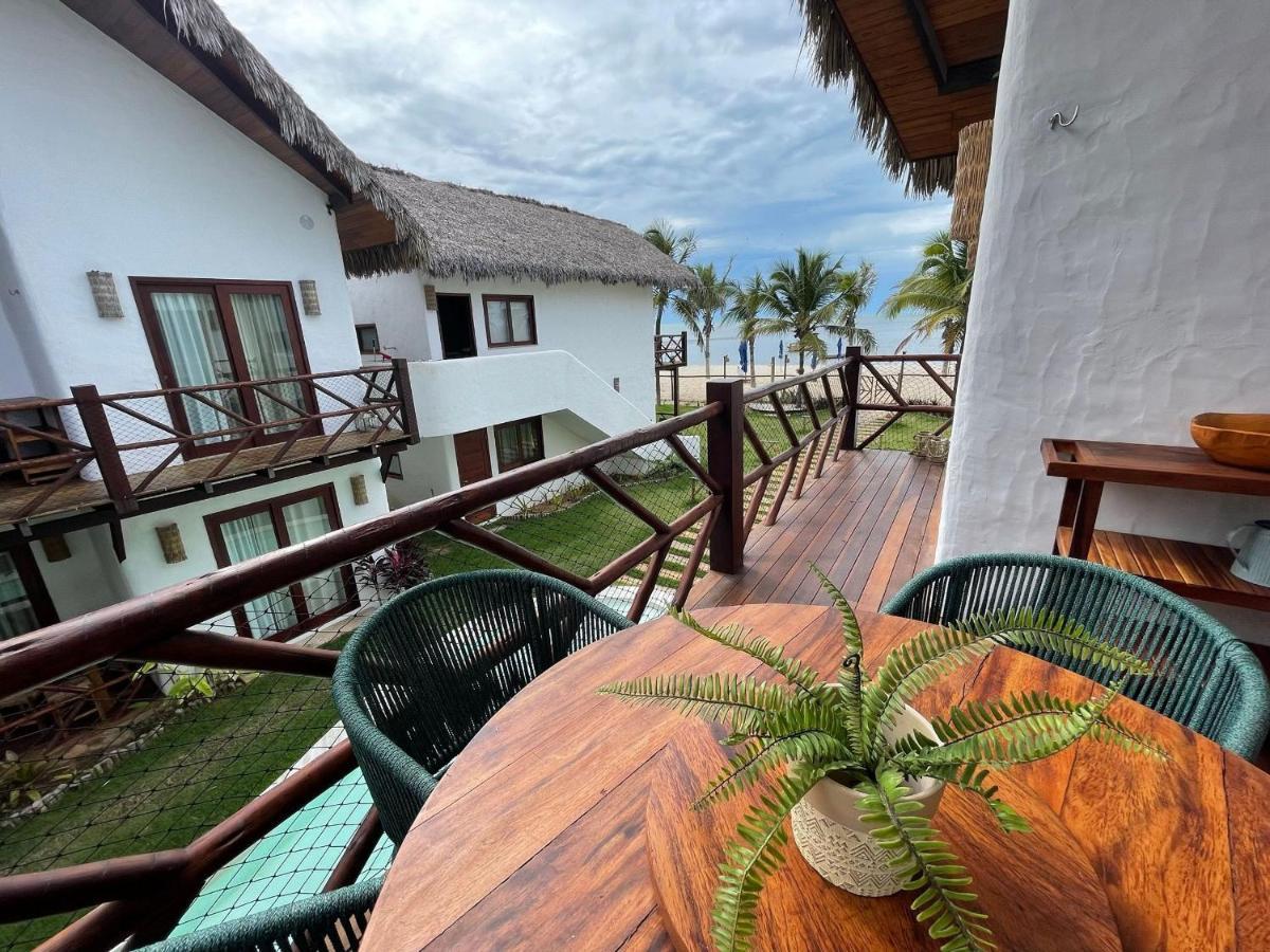 Ap Vila Mar Pé na areia com vista para o mar e piscina Barra Grande  Exterior foto